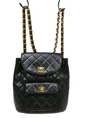 Chanel Black Lambskin Large Duma Backpack NQ09355